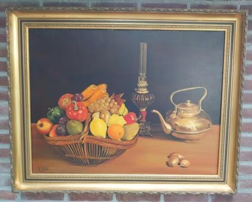 Stilleven Fruit - Olieverf op doek - Gesigneerd - 1960, Antiek en Kunst, Kunst | Schilderijen | Klassiek, Ophalen