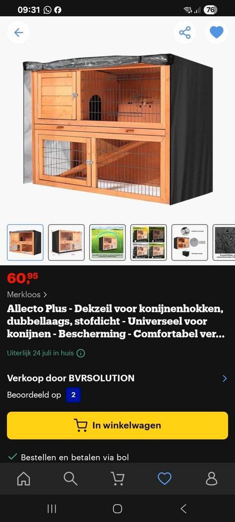 Hoes voor dubbel laagste konijnenhok. NIEUW, Dieren en Toebehoren, Knaagdieren en Konijnen | Hokken en Kooien, Nieuw, Overige typen