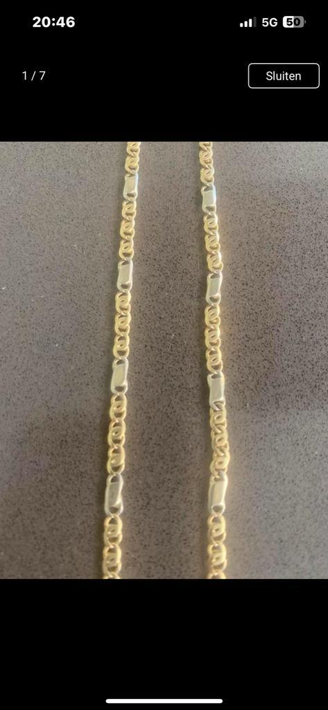 14kt Gouden Valkoog Ketting - 65cm, Sieraden, Tassen en Uiterlijk, Kettingen, Zo goed als nieuw, Goud, Ophalen