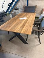 Tuintafel Teak met stalen onderstel, Ophalen, 50 tot 100 cm, Rechthoekig, Nieuw