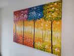 Mooi kleurrijk schilderij met reliëf - oil on canvas - bomen, Huis en Inrichting, Woonaccessoires | Schilderijen, Tekeningen en Foto's