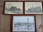 Te koop 3 oude afbeeldingen met houten lijst., Gebruikt, Ophalen of Verzenden, 1940 tot 1960, Prent