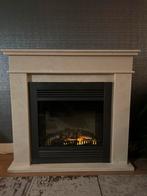Faber Narvik elektrische haard + natuursteen schouw, Ophalen, Gebruikt, Vrijstaande haard, Elektrische haard
