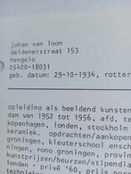 Documentatieblad jaren 70 Johan van Loon, Antiek en Kunst, Ophalen of Verzenden