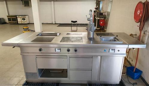 Lohberger Horeca eiland inductie rvs fornuis, Witgoed en Apparatuur, Fornuizen, Zo goed als nieuw, Vrijstaand, Inductie, 5 kookzones of meer