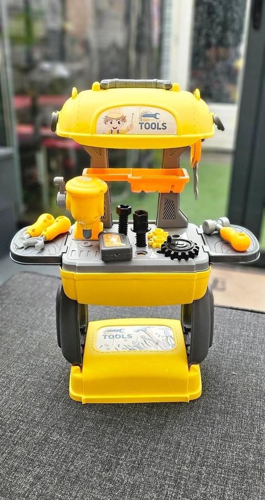 Speelgoed Werkbank met Gereedschap - Kinderen, Kinderen en Baby's, Speelgoed | Educatief en Creatief, Zo goed als nieuw, Knutselen