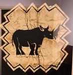 Leuke print van een neushoorn achter glas., Antiek en Kunst, Ophalen