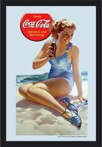 Coca Cola vrouw op strand reclame spiegel wanddeco decoratie, Verzamelen, Merken en Reclamevoorwerpen, Reclamebord, Info@deconoord.nl