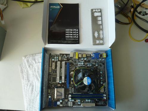 Asrock H61M/U3S3 + i7 2600 met cooler, 8Gb DDR3, i/o-shield, Computers en Software, Moederborden, Zo goed als nieuw, Intel, DDR3