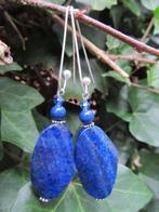 Oorbellen Sigrid lapis lazuli-swarovski parel-kristal zilver, Ophalen, Nieuw