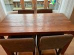 Bar tafel teak hout met 4 bij passende stoelen, Huis en Inrichting, Complete eetkamers, Ophalen, Zo goed als nieuw, 4 tot 6 stoelen