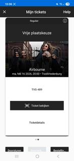 2 tickets Airbourne 16 februari Utrecht, Twee personen