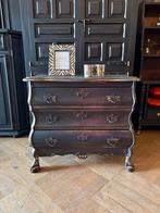 Vintage buikkastje brocante kastje zwart goud oude kast VdlM, Huis en Inrichting, Kasten | Ladekasten, Ophalen, Antiek halkastje uniek buikladekast barok leeuwenpootjes