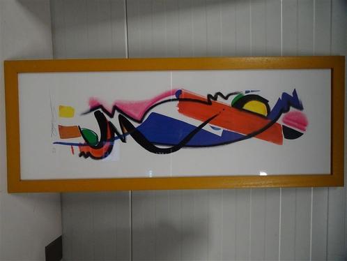 A5595 Abstract werk van Alfred Gokel in lijst, Antiek en Kunst, Kunst | Litho's en Zeefdrukken, Ophalen of Verzenden