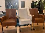 Leren eetkamerstoelen met wieltjes Goossens, Ophalen of Verzenden, Minder dan 75 cm, Leer