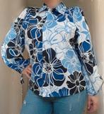 Ladies fashion wibra blouse overhemd blauw bloemen wijde new, Blauw, Maat 42/44 (L), Nieuw, Ladies Fashion