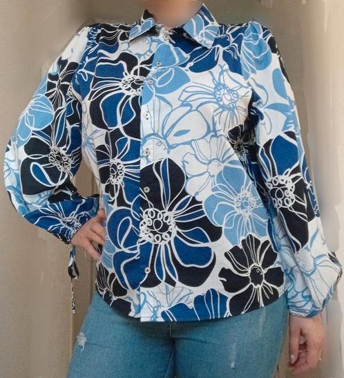 Ladies fashion wibra blouse overhemd blauw bloemen wijde new, Kleding | Dames, Blouses en Tunieken, Nieuw, Maat 42/44 (L), Blauw