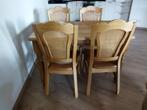 Houten eettafel met 4 stoelen, Ophalen, Gebruikt, 100 tot 150 cm, 50 tot 100 cm