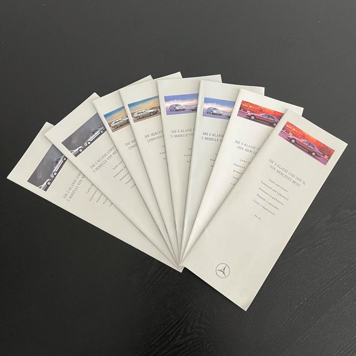 Brochure Mercedes-Benz Lak en Bekleding 1995 - 1997 DE 8 st., Boeken, Auto's | Folders en Tijdschriften, Zo goed als nieuw, Mercedes