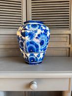 Antieke Porseleinen Vaas - 8 Hoekig, Gebruikt, Overige kleuren, Aardewerk of Porselein, Ophalen of Verzenden