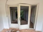 Hardhouten openslaande tuindeuren wit 242 x 223, Doe-het-zelf en Verbouw, Kozijnen en Schuifpuien, Ophalen, Gebruikt, Deurkozijn