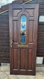 Meranti Voordeur 211,5 x 82,5 x 4 glas in lood, Ophalen, Gebruikt, 80 tot 100 cm, Buitendeur