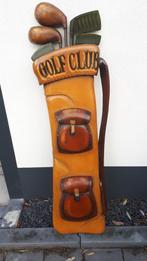 antieke golfclub tas met stiks helemaal hout snijwerk, Antiek en Kunst, Ophalen