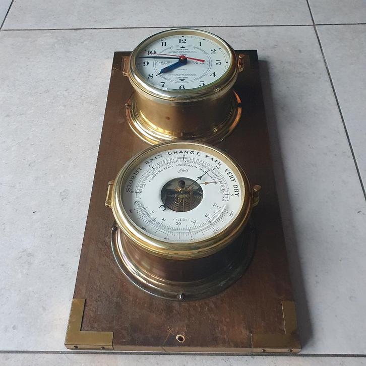 Schatz - getijdenmeter en scheepsbarometer- geel koper, Verzamelen, Scheepvaart, Gebruikt, Gebruiksvoorwerp, Motorboot of Zeilboot