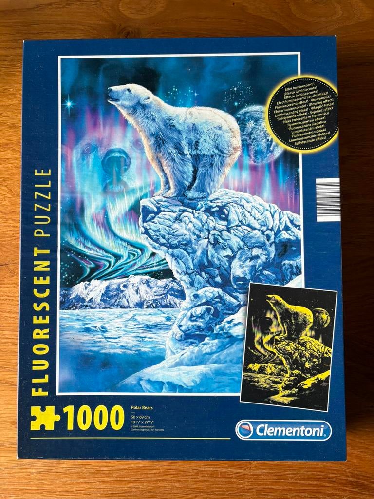 Puzzel ijsbeer fluoriscerend, Ophalen of Verzenden, 500 t/m 1500 stukjes, Zo goed als nieuw, Legpuzzel