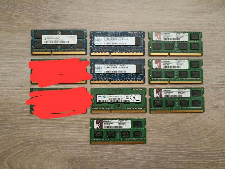 Partij 2GB DDR3 Laptop RAM modules module geheugen geheugens, Computers en Software, RAM geheugen, Ophalen of Verzenden