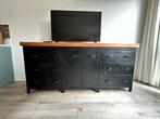 Dressoir staal met prachtig houten blad, Huis en Inrichting, Kasten | Dressoirs, Ophalen, Gebruikt, 25 tot 50 cm