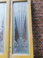 274hx148br Hoge dubbele paneeldeuren art deco ge-etst glas, Antiek en Kunst, Ophalen