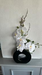 Vaasje zwart met kunstbloemen orchidee decoratie, Huis en Inrichting, Ophalen of Verzenden, Zo goed als nieuw