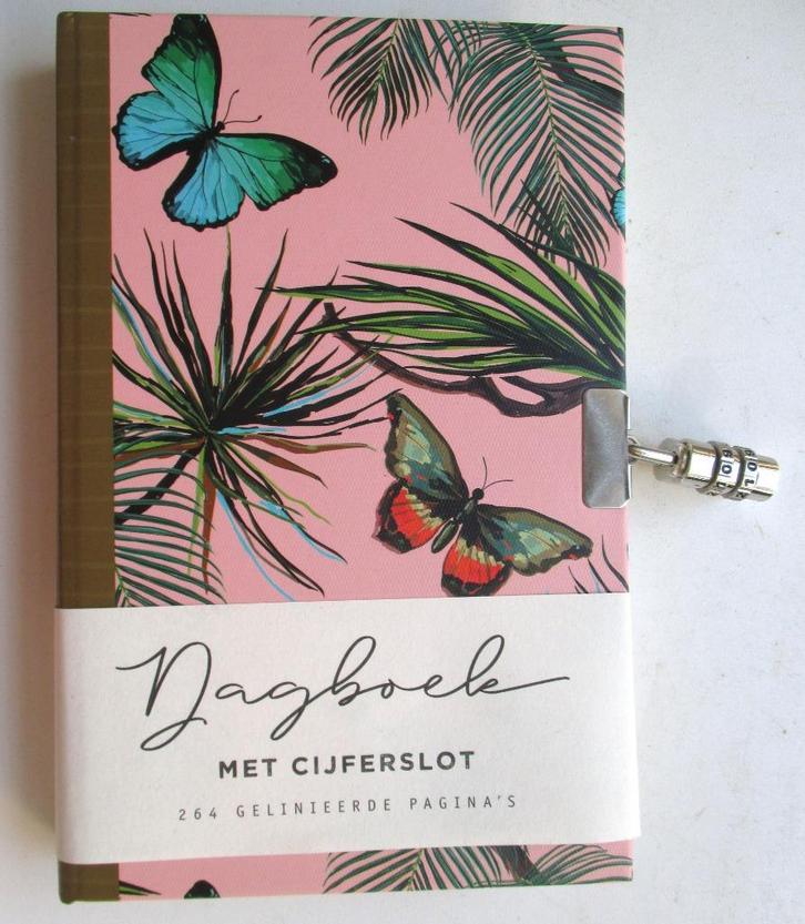 Dagboek Vlinders cijferslot~Nieuw~Dagboekje met slot, Diversen, Notitieboeken, Nieuw, Ophalen of Verzenden