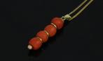 Kaasjes bloedkoraal antieke 14k gouden ketting hanger, Sieraden, Tassen en Uiterlijk, Antieke sieraden, Ophalen of Verzenden, Goud