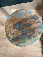 Bijzettafeltje / krukje, Minder dan 55 cm, Rond, Zo goed als nieuw, Hout