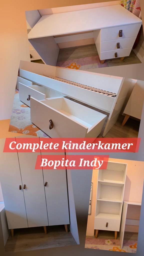 Complete kinderkamer Bopita Indy, Kinderen en Baby's, Kinderkamer | Commodes en Kasten, Zo goed als nieuw, Kast, 105 cm of meer