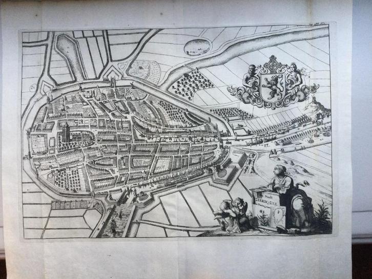 Zeeland, de stad Zierikzee, Stadsplattegrond, 1696, Antiek en Kunst, Kunst | Etsen en Gravures, Verzenden