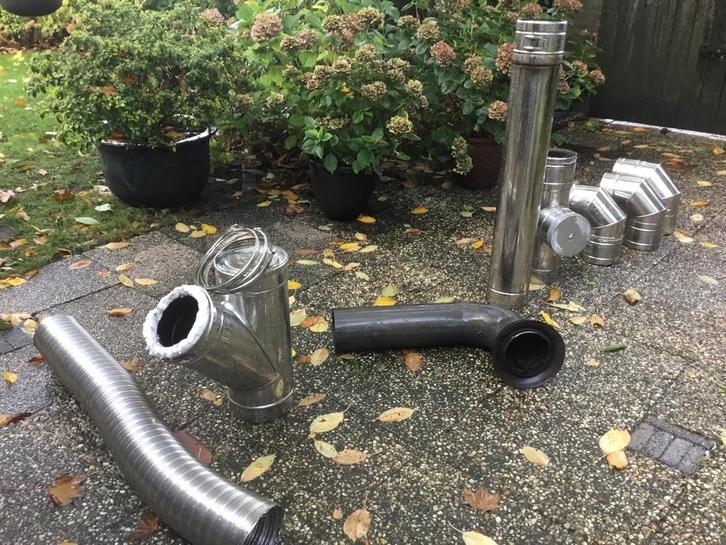 Kachelpijp rvs dubbelwandig, Huis en Inrichting, Kachels, Gebruikt, Ophalen