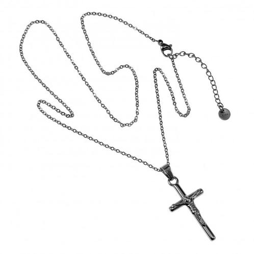Kabelketting + Kruis Jesus Hanger Dames RVS Verstelbaar, Sieraden, Tassen en Uiterlijk, Kettingen, Nieuw, Overige materialen, Zilver