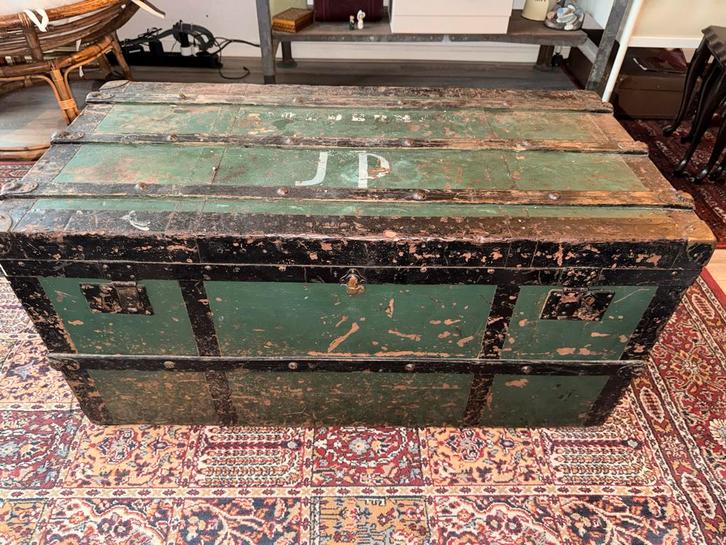 Oude Legerkist / Reiskist, Huis en Inrichting, Woonaccessoires | Kisten, Gebruikt, Minder dan 50 cm, 50 tot 75 cm, 50 tot 100 cm