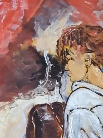 Apart werk vaas met bloemen man, vrouw, mens beschikbaar voor biedingen