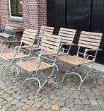 4 + 1 teak teakhout gietijzer bistro tuinstoelen stoelen !, Tuin en Terras, Ophalen, Gebruikt, Teakhout, Inklapbaar