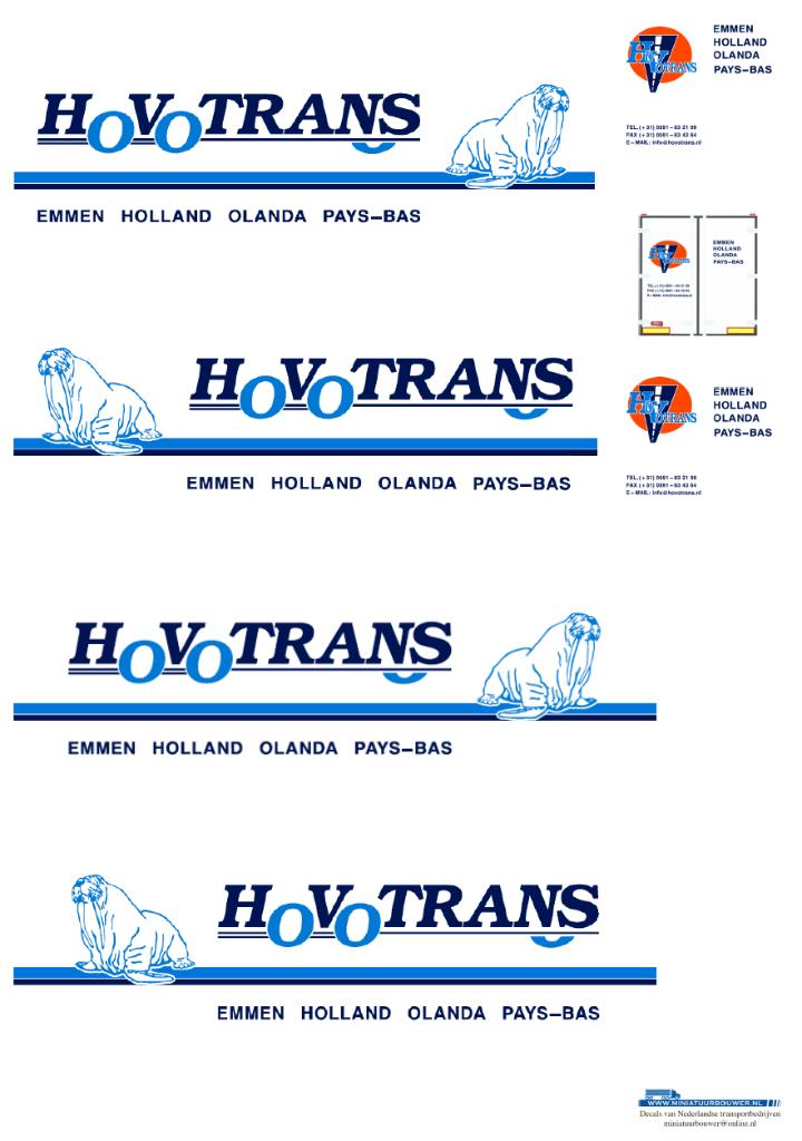 Vrachtauto decal 1:50 hovotrans Emmen ( combi ), Ophalen of Verzenden, Nieuw, Bus of Vrachtwagen, Overige merken