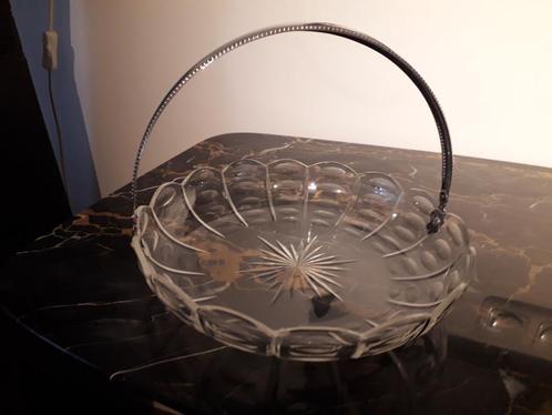 GROTE ANTIEKE KRISTALLEN SCHAAL met ZILVEREN BEUGEL uit 1915, Antiek en Kunst, Antiek | Goud en Zilver, Zilver, Ophalen of Verzenden