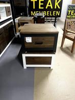 Moderne salon tafel zwart met walnoot, Ophalen, 100 tot 150 cm, Nieuw, 50 tot 100 cm