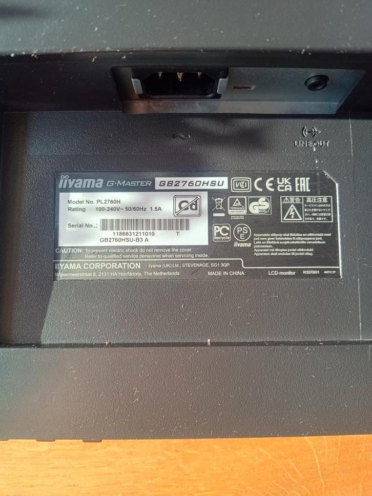 Iiyama G-Master GB2760HSU - 165Hz Gaming Monitor, Computers en Software, Monitoren, Zo goed als nieuw, 151 t/m 200 Hz, DisplayPort