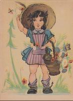 Getekend bloemenmeisje, Ophalen of Verzenden, 1940 tot 1960, Ongelopen, Kinderen