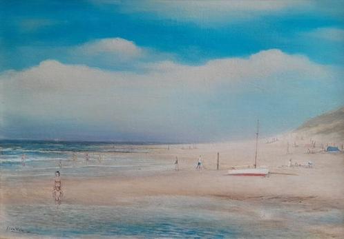 Strand op Vlieland schilderij compleet met lijst, Huis en Inrichting, Woonaccessoires | Schilderijen, Tekeningen en Foto's, Gebruikt