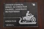 Honda PA50 1985 bromfiets instructie boekje  owner's manual, Fietsen en Brommers, Ophalen of Verzenden, Nieuw